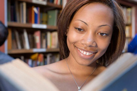 Student in library