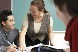 Teacher with students