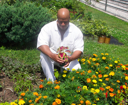 Student with plant