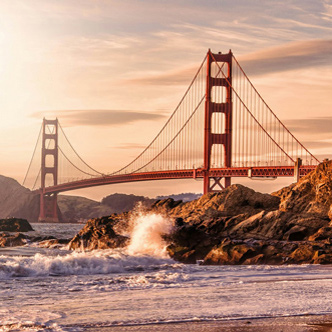 The Golden Gate Bridge in the sunset